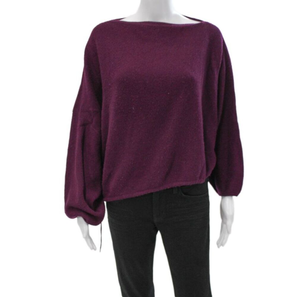 The Sei Women Purple Merino Wool Boat Neck Pullover Sweater Long Sleeve Size S